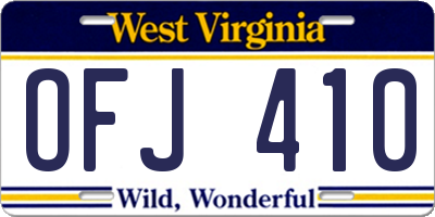 WV license plate OFJ410
