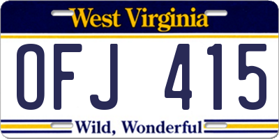 WV license plate OFJ415