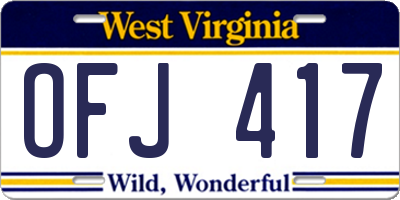 WV license plate OFJ417
