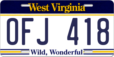 WV license plate OFJ418