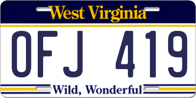 WV license plate OFJ419