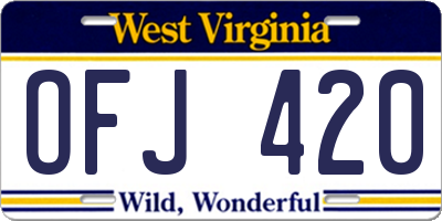 WV license plate OFJ420