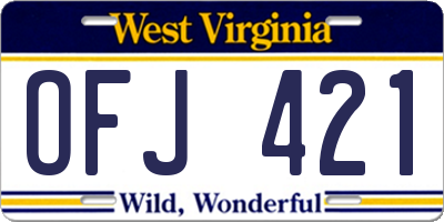 WV license plate OFJ421