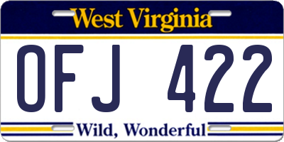 WV license plate OFJ422