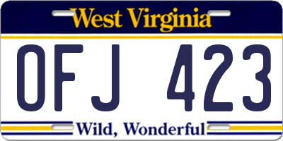 WV license plate OFJ423