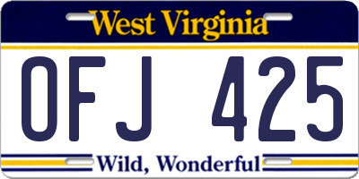 WV license plate OFJ425