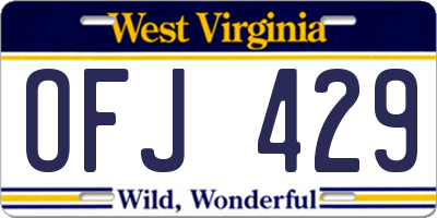 WV license plate OFJ429