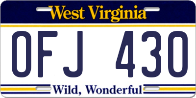 WV license plate OFJ430