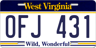 WV license plate OFJ431