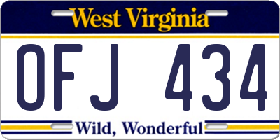 WV license plate OFJ434