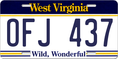 WV license plate OFJ437