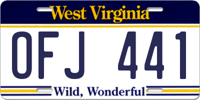 WV license plate OFJ441