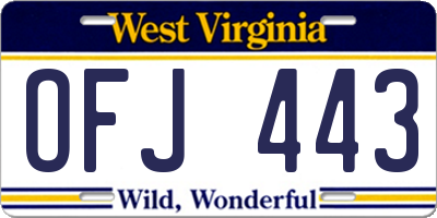 WV license plate OFJ443