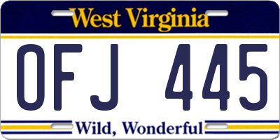 WV license plate OFJ445
