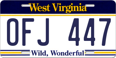 WV license plate OFJ447
