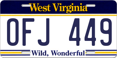 WV license plate OFJ449