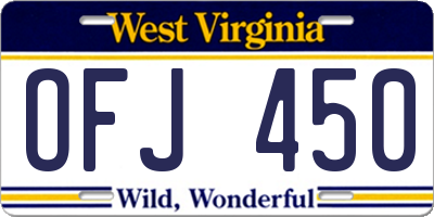 WV license plate OFJ450