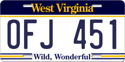 WV license plate OFJ451