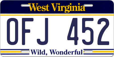 WV license plate OFJ452