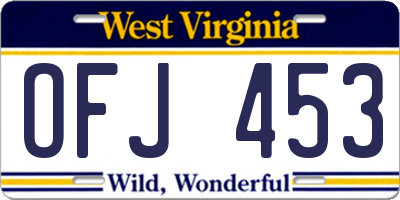 WV license plate OFJ453
