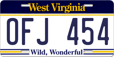 WV license plate OFJ454
