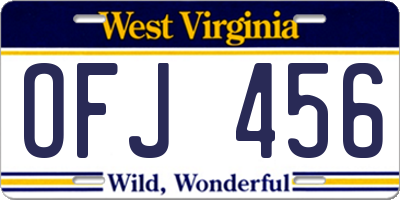 WV license plate OFJ456