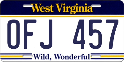 WV license plate OFJ457