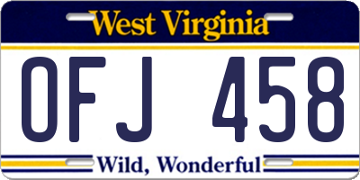 WV license plate OFJ458