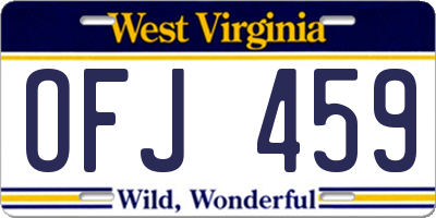 WV license plate OFJ459