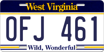 WV license plate OFJ461
