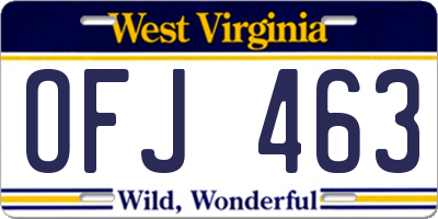 WV license plate OFJ463