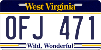 WV license plate OFJ471