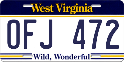 WV license plate OFJ472