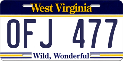 WV license plate OFJ477