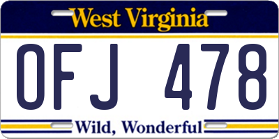 WV license plate OFJ478