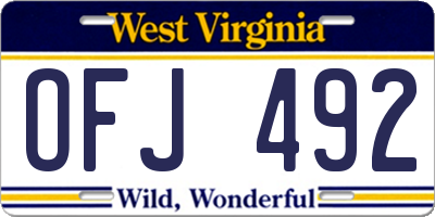 WV license plate OFJ492