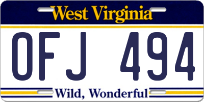 WV license plate OFJ494