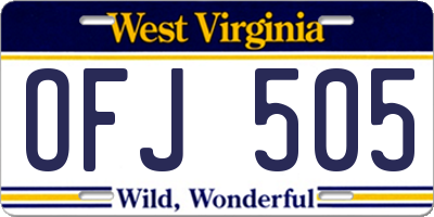 WV license plate OFJ505
