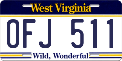 WV license plate OFJ511