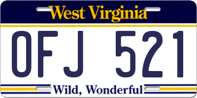 WV license plate OFJ521