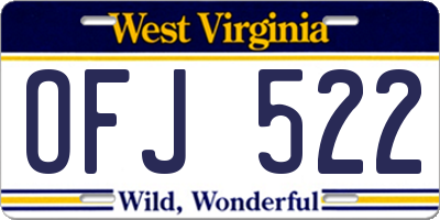 WV license plate OFJ522