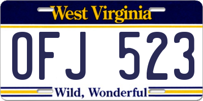 WV license plate OFJ523