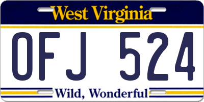 WV license plate OFJ524