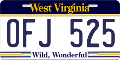 WV license plate OFJ525