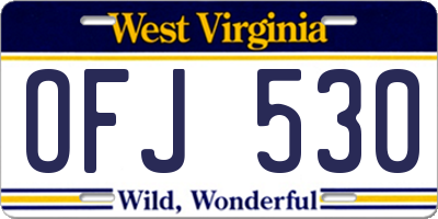 WV license plate OFJ530