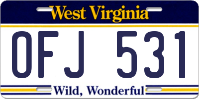 WV license plate OFJ531
