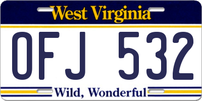 WV license plate OFJ532