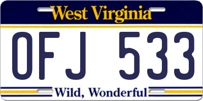 WV license plate OFJ533