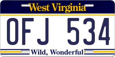 WV license plate OFJ534