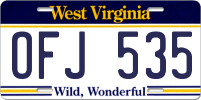 WV license plate OFJ535